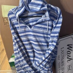 Lands' End Blue Striped Hoodie
